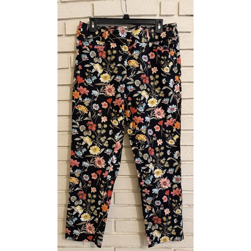 LOFT Floral Black Multicolored Straight Leg Women's Riviera Pants Size 8 NWOT